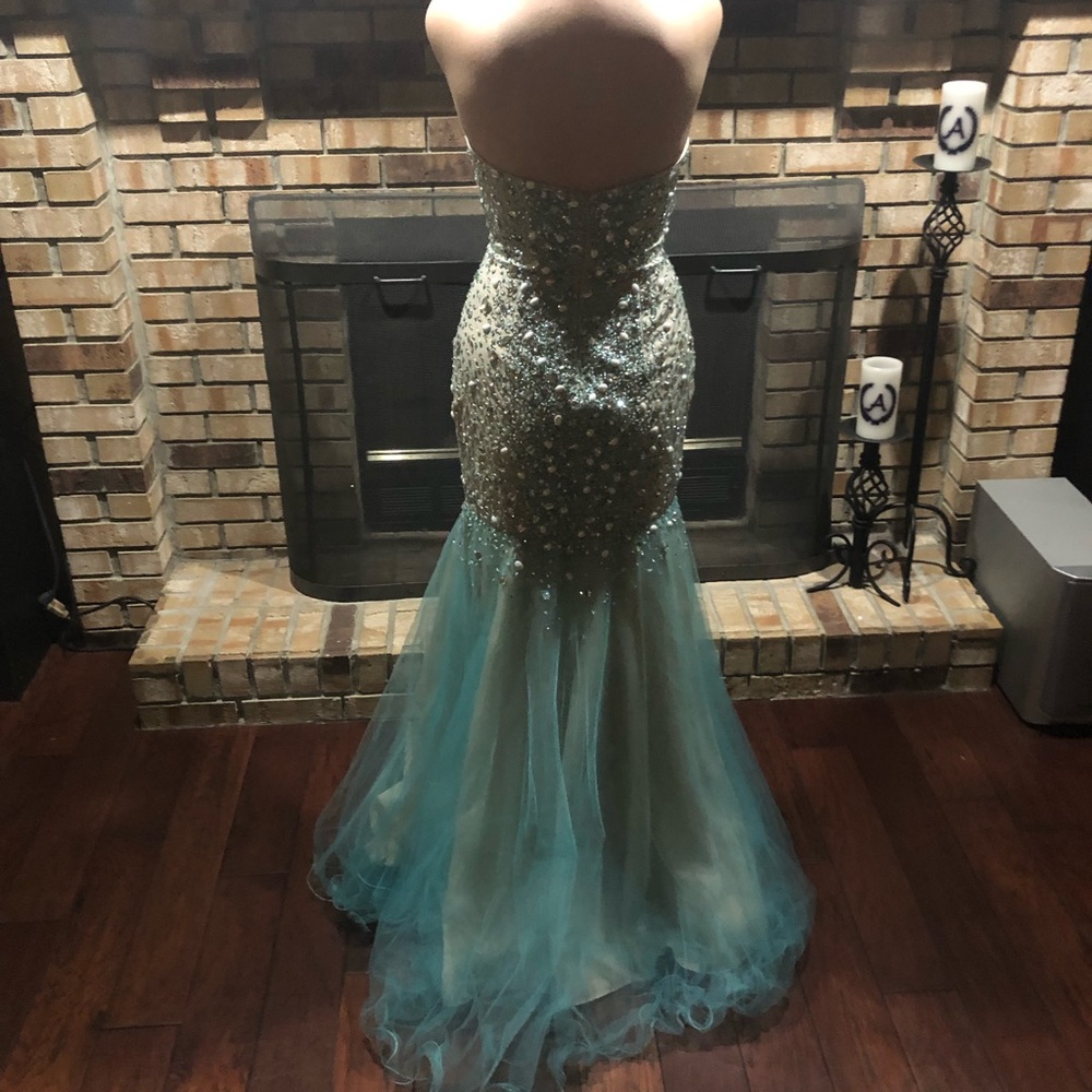 Bedazzled Aqua PromDress